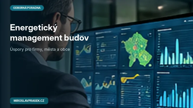 Energetický manažer vyhodnocuje spotřebu energií budov na počítačovém dashboardu