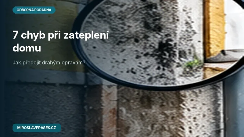 Detail fasády s poškozením a izolací upozorňující na chyby při zateplení domu