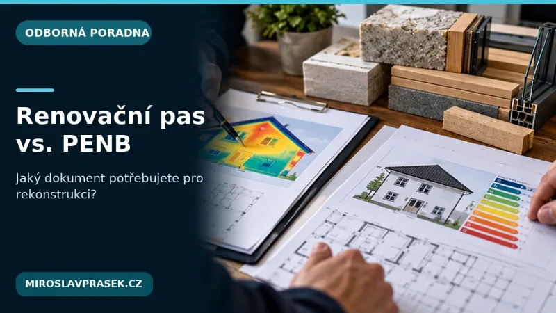 Projektová dokumentace domu, energetický štítek a vzorky stavebních izolací